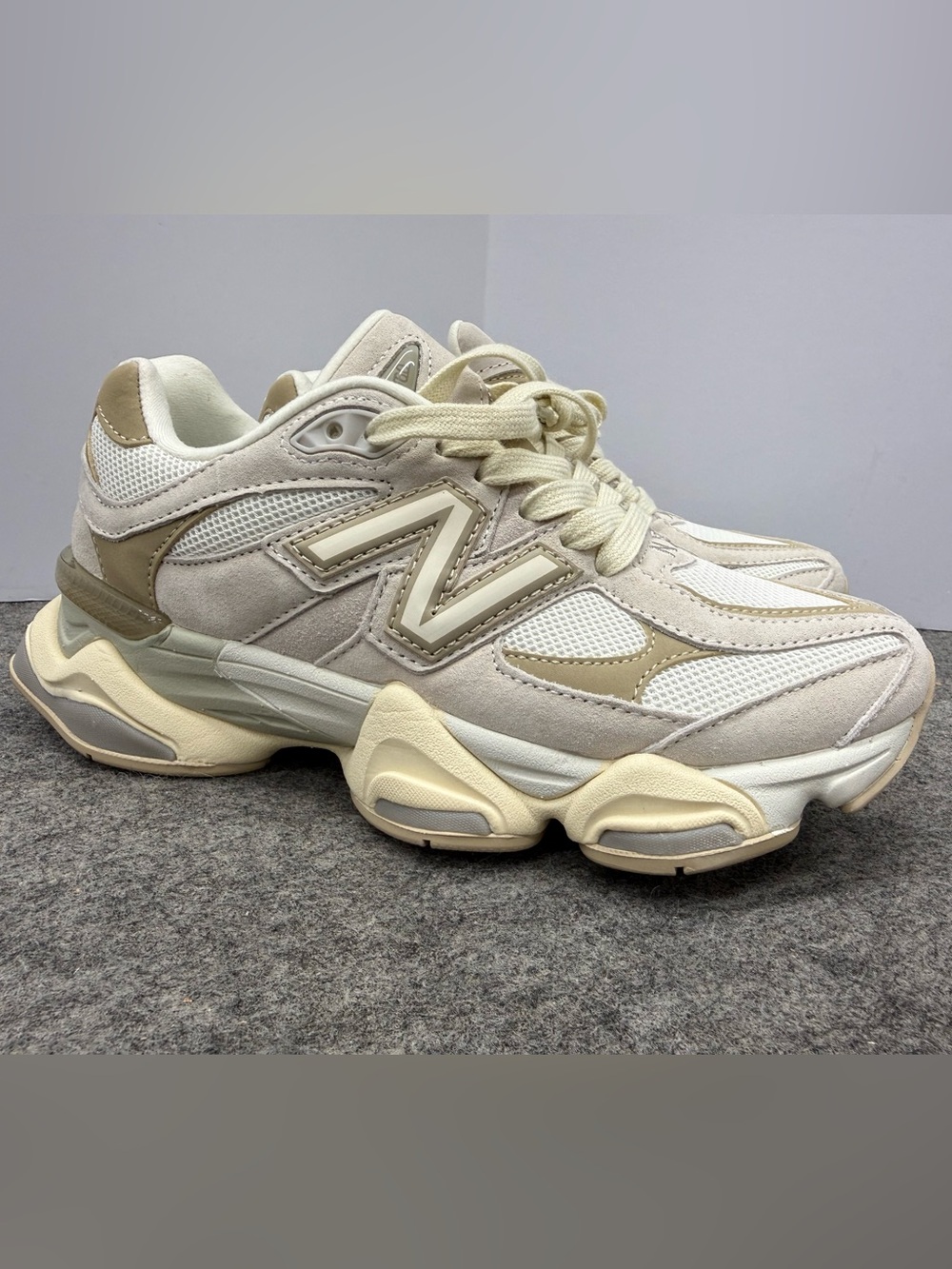 New Balance 9060 Women's Cream & Off-White Suede Mesh Sneaker ‘Sea Salt’
